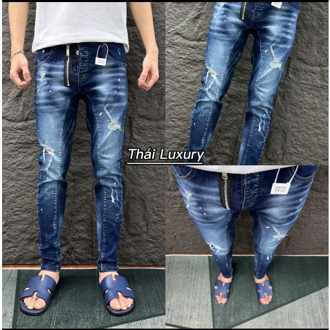 Quần jeans D222 bo gân xước 4 cúc đươc ktra hàng