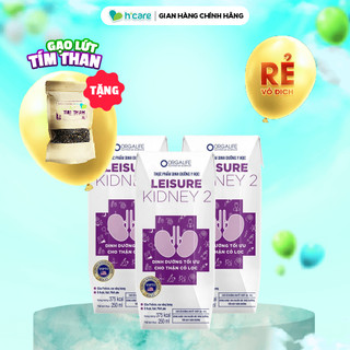 [Lốc 3 hộp] Thực phẩm dinh dưỡng Orgalife Leisure Kidney 2 250ml cho người bệnh thận có lọc máu