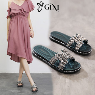  Dép nữ chữ H đế bệt đính đá. Sandal bệt nữ siêu đẹp. 