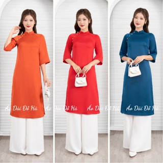  Áo dài cách tân nữ đơn giản đính hạt dáng suông ống tay loe rộng lụa Tây Thi áo dài Tết cách tân điệu - Áo Dài Đỗ Hà 