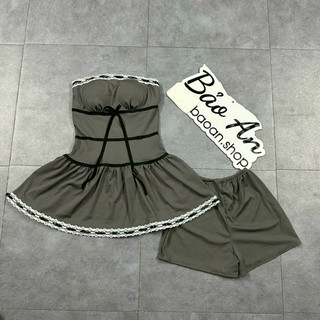 [Đ19] Đầm ống phối ren có mút lót chất thun tăm Nữ Dress Women
