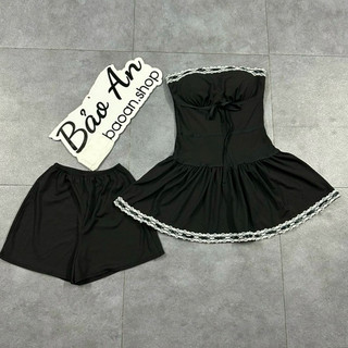 [Đ19] Đầm ống phối ren có mút lót chất thun tăm Nữ Dress Women