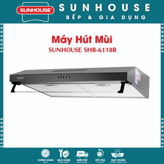 Máy Hút Mùi Cổ Điển SUNHOUSE SHB6118B, Bộ Lọc Khử Mùi Thanh Hoạt Tính, Bảo Hành 24 Tháng