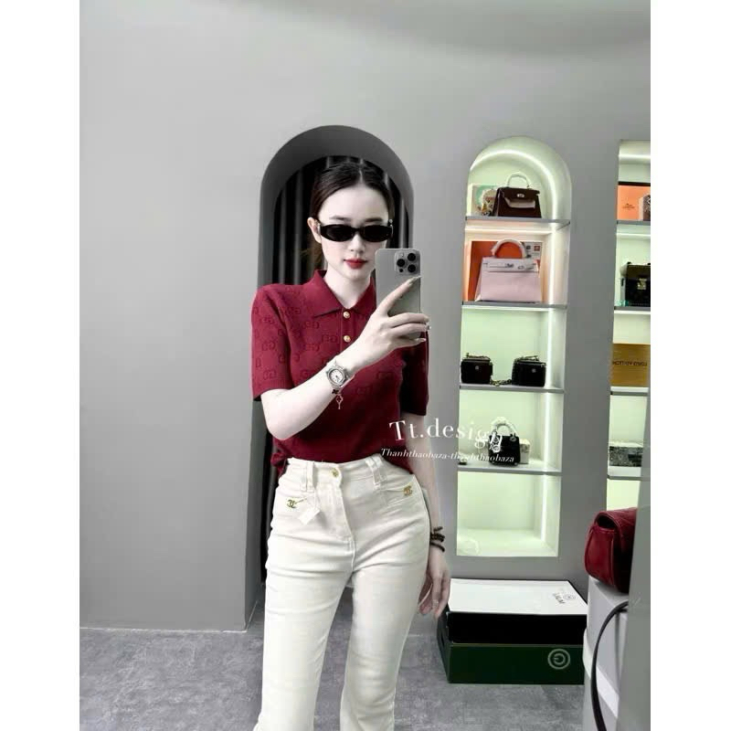 Áo Len GC Ẩn Cổ Polo tôn Dáng #A29