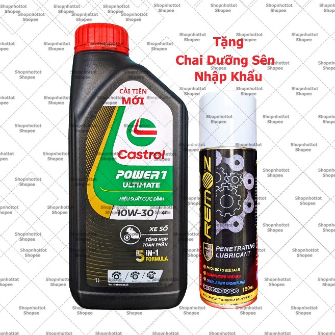 ( Tặng Quà ) Dầu Nhớt Tổng Hợp Toàn Phần Cho Xe Số Castrol Power-1 Ultimate 10w30 1.000ml ( 1L )