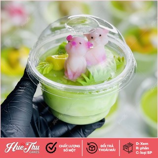  Ly nhựa PET lùn kèm nắp cầu  set 10 ly  dùng đổ rau câu đựng đồ uống làm kem 