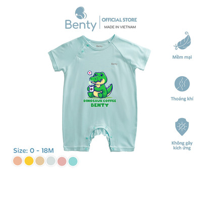 Bộ body cộc cài chéo in hình khủng long BENTY BT108 chất liệu mềm mịn mát, bodysuit cho bé sơ sinh