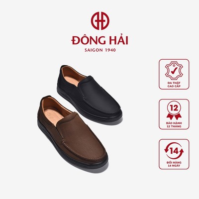 Giày Lười Nam Đông Hải Viền Chỉ Da Dập Vân - G0354