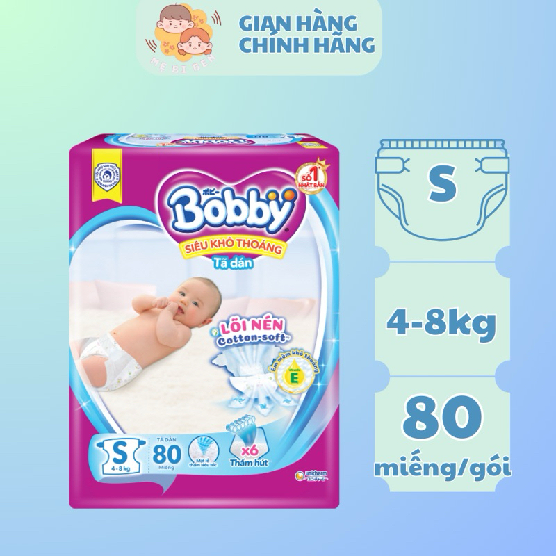 Tã Dán Bobby Sơ Sinh S80 miếng (cho bé 4-8kg)