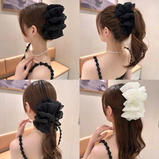 Kẹp tóc nơ lưới càng cua AmintaByLove size lớn Hàn Quốc