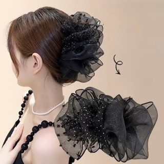  Kẹp tóc càng cua nơ to tiểu thư đính đá chấm bi kẹp búi tóc nơ lưới đám mây phồng bồng bềnh size lớn phong cách Hàn Quốc 