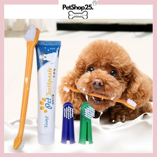 Bộ kem đánh răng chăm sóc răng miệng cho chó mèo - Bàn chải đánh răng cho thú cưng - Petshop225