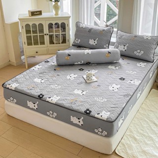 Bộ Ga Gối Cotton Đũi Nhập Khẩu Nguyên Bộ Mẫu Mới Trần Bông Bo Chun Bọc Đệm