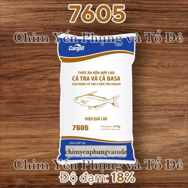 1 bao 25kg cám cá tra Cargill 7605 18% đạm cho cá (da trơn) ăn hoặc dùng câu cá, cám cá cargill câu 