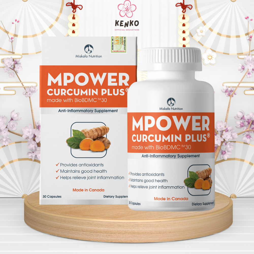 Viên uống MPOWER CURCUMIN PLUS chiết xuất từ nghệ tây giúp chống oxy hoá, giảm triệu chứng đau khớp
