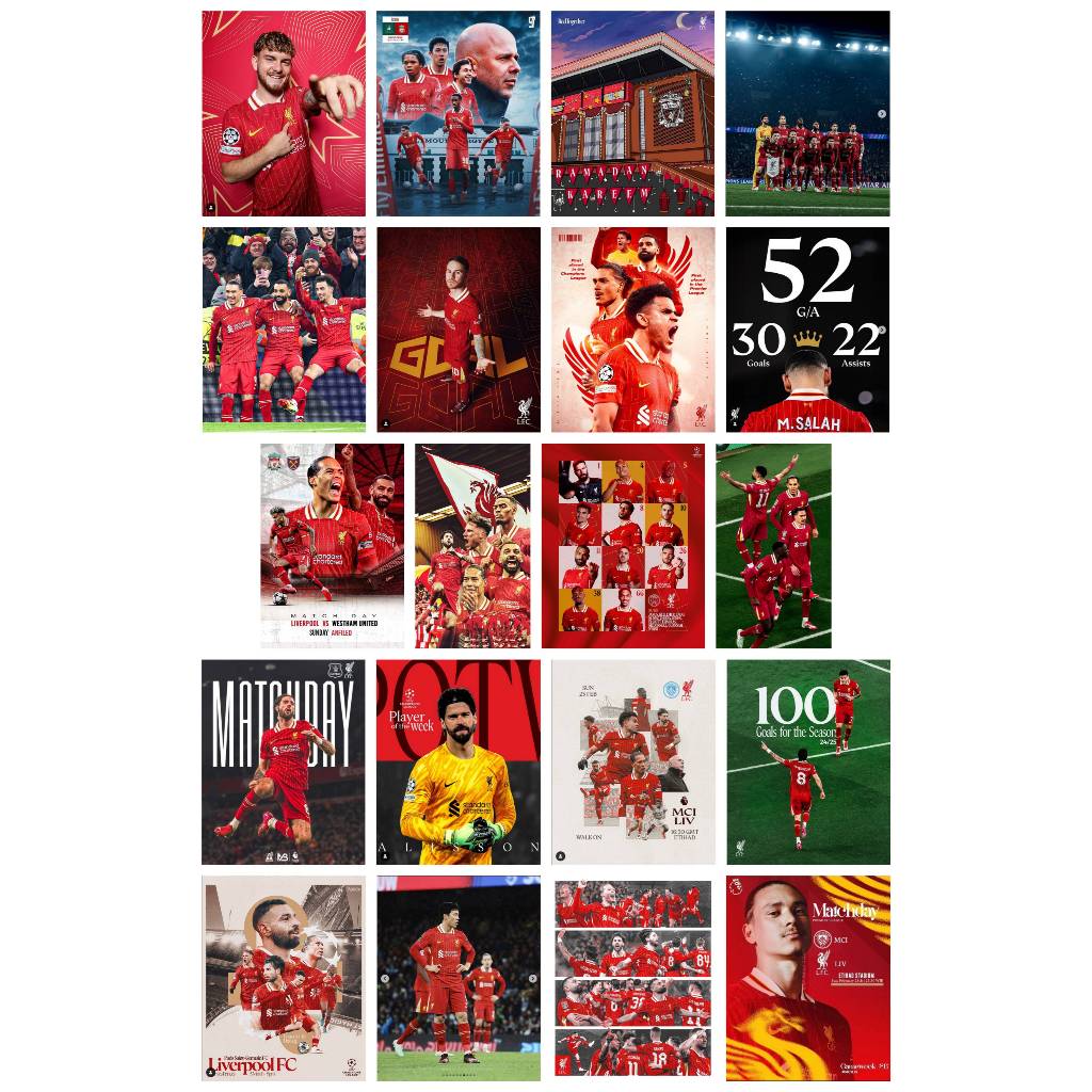 Bộ 40 hình dán sticker Liverpool mùa giải 2025