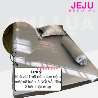 Bộ ga gối 4 món JejuBedding chất liệu phi lụa nhiều màu, ga bo chun mát mịn