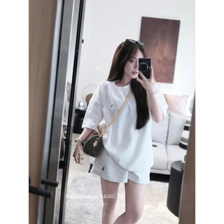 Set Bộ Đồ nữ Thêu Ngựa Áo Phông Trơn Ngắn Tay form rộng hàng xưởng chất cotton Loại 1