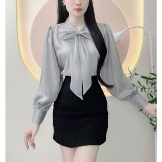  Áo sơ mi nữ thiết kế sang chảnh vải lụa vân mây mùa hè mướt mềm mát somi nữ mùa hè đi tiệc đi làm đi chơi LAMO- B1385 
