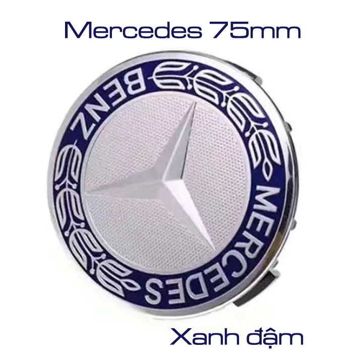 Logo xe Mercedes, Chụp mâm xe Mercedes, Logo dùng cho Lazang xe Mercedes. (Loại 75mm) LogoMecxanh75