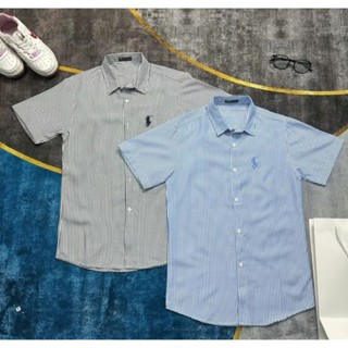 Áo sơ mi nam sọc tay ngắn thêu logo ngựa chất vải lụa dày dặn thoáng mát mẫu mới