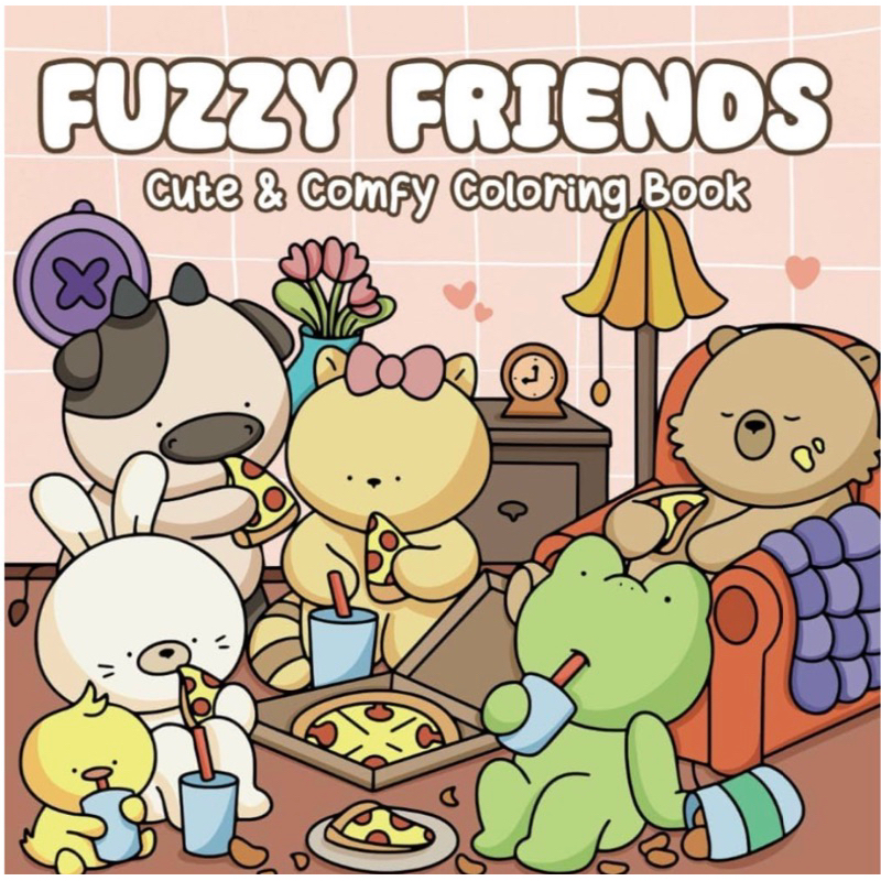 (44 tranh dày 180gsm) Bộ tranh tô màu những người bạn dễ thuơng “FUZZY FRIENDS”