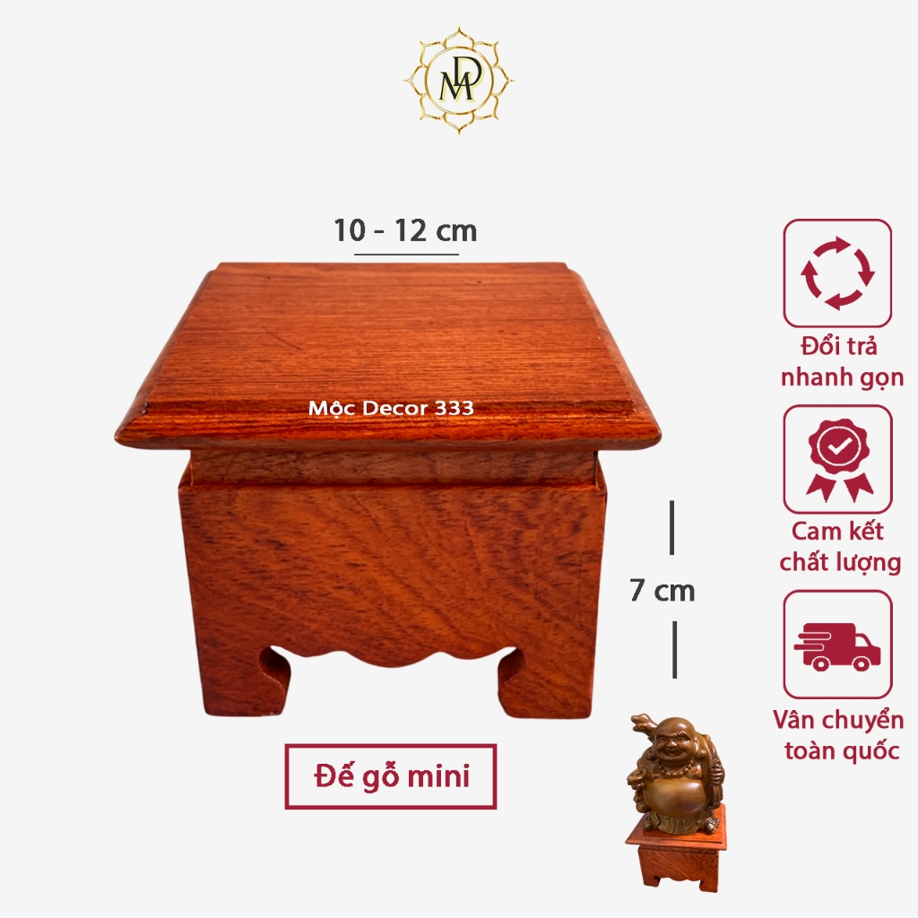 Đôn vuông gỗ hương đá đế gỗ mini kê đồ trang trí đế trang trí