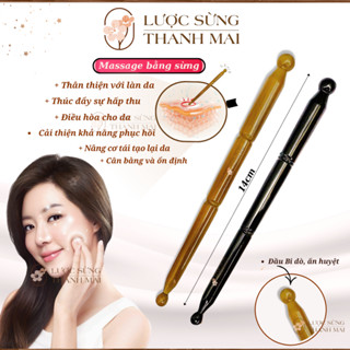 Cây bút ấn huyệt bằng sừng, gạch bạch huyết điện chuẩn massage day ấn huyệt giúp thư giãn dễ ngủ