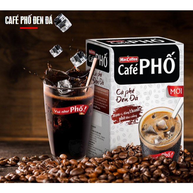 CAFE ĐEN ĐÁ CAFE PHỐ, HỘP CAFE ĐEN 10 GÓI ĐẬM VỊ