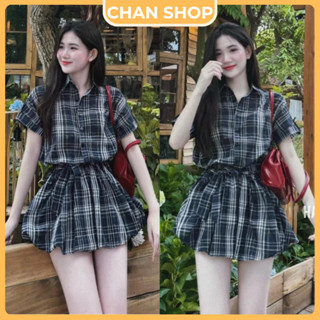 Váy Sơ Mi Kẻ Caro Nữ Liền Thân – Dáng Bí Hot Trend Kèm Dây Đai Có Quần Bảo Hộ | CHAN SHOP 