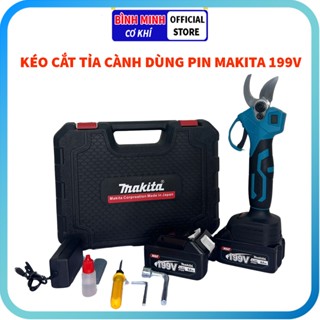 Máy cắt tỉa cành dùng pin MAKITA 199V KHÔNG CHỔI THAN , kéo cắt tỉa cây cầm tay mini có đèn hiển thị