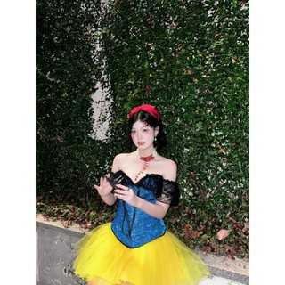  CORSET STORY - Set Đồ hóa trang nữ đêm halloween công chúa bạc tuyết snow white corset cúp ngực cv xòe vàng 
