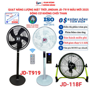 Quạt năng lượng mặt trời,quạt tích điện 919T mẫu mới 2025,điều khiển,báo pin,động cơ không chổi than,cổng usb Củ sạc220V