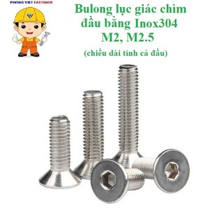   INOX304  10 cái M2 M2.5 Bulong lục giác chìm đầu bằng inox304 M2 M2.5 