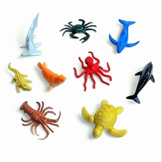  Bộ 9 đồ chơi sinh vật biển mô hình nhựa Tôm Hùm Rùa Cá Heo Bạch Tuộc Cua Cá Mập Hải Cẩu Cá Sấu 5-8cm 