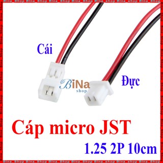 Cáp Micro JST PH 1.25 2P 10cm, Cáp nguồn JST đực/cái tự chọn