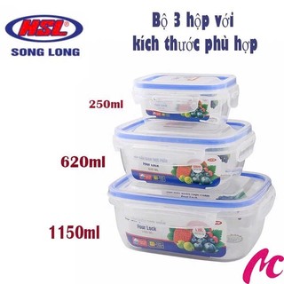 Bộ 3 hộp trữ đồ đông lạnh - hộp nhựa đựng thực phẩm song long siêu_rẻ