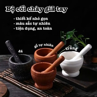   Sẵn hàng  Bộ cối chày giả gỗ tự nhiên bộ chày cối giã tay giã cua  bền đẹp TOBYY STORE 
