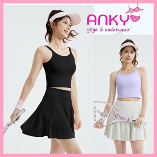 BO09 Bộ tập gym, yoga, đánh pickleball cầu lông áo dây đôi ngắn phối chân váy liền quần bảo hộ chất thun lạnh An Kỳ shop