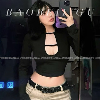  |BAOBEII.GU| Áo Tini tay dài phối cổ U slay_ có bigsize 