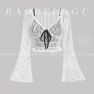  |BAOBEII.GU| Áo Poni tay loe ren mềm nhún eo_ có bigsize 