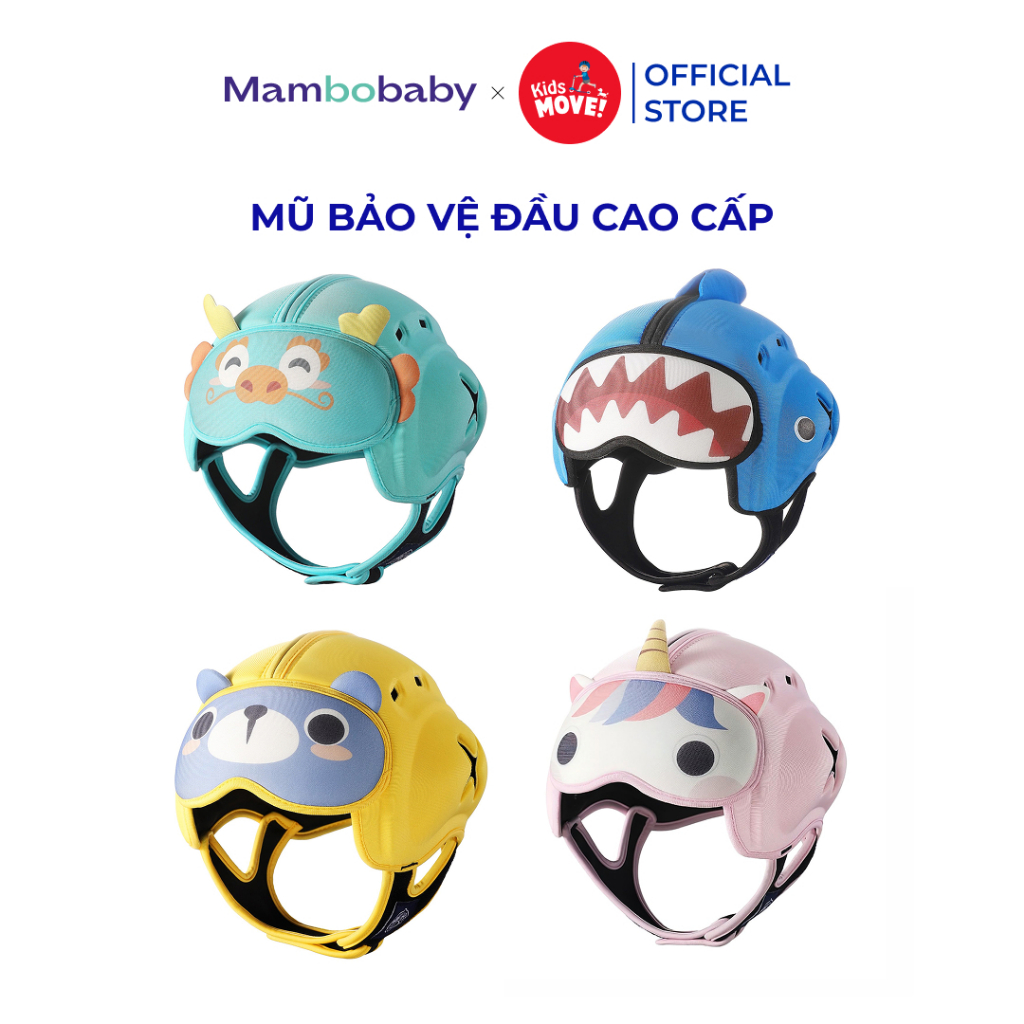 Mũ bảo vệ đầu cho bé Mambobaby, 3 lớp, lõi EVA dày 10mm, thoáng khí, chống va đập an toàn
