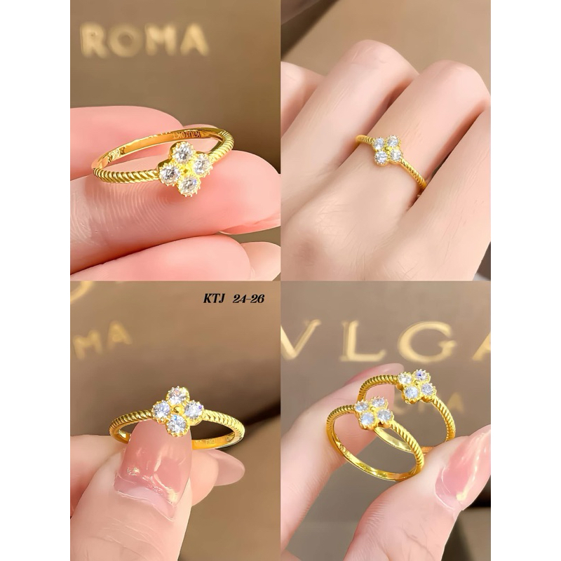 nhẫn 4 lá nhỏ xinh vàng