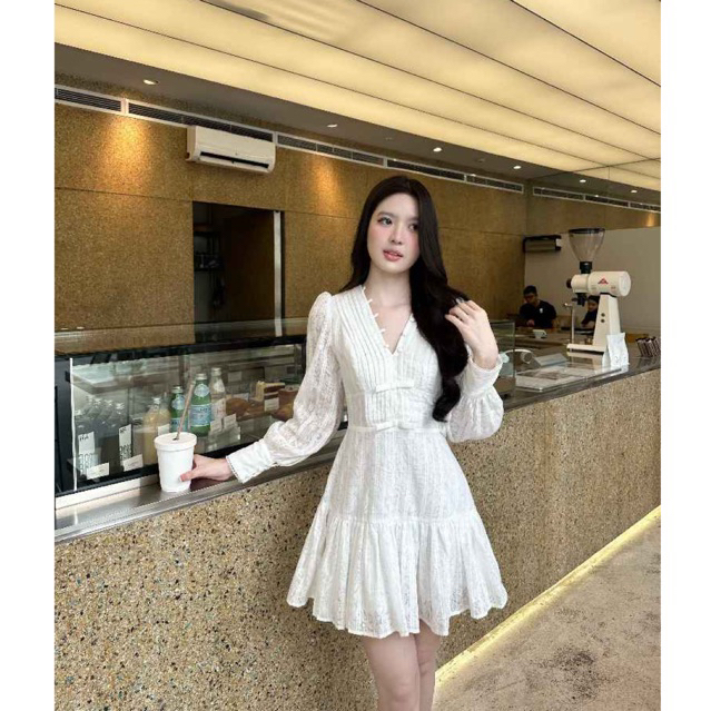 COQUI - Váy thiết kế nữ tay dài, dáng xòe ngắn tiểu thư sang trọng trẻ trung thanh lịch LAGOM DRESS | BigBuy360 - bigbuy360.vn
