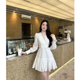  COQUI - Váy thiết kế nữ tay dài dáng xòe ngắn tiểu thư sang trọng trẻ trung thanh lịch LAGOM DRESS 