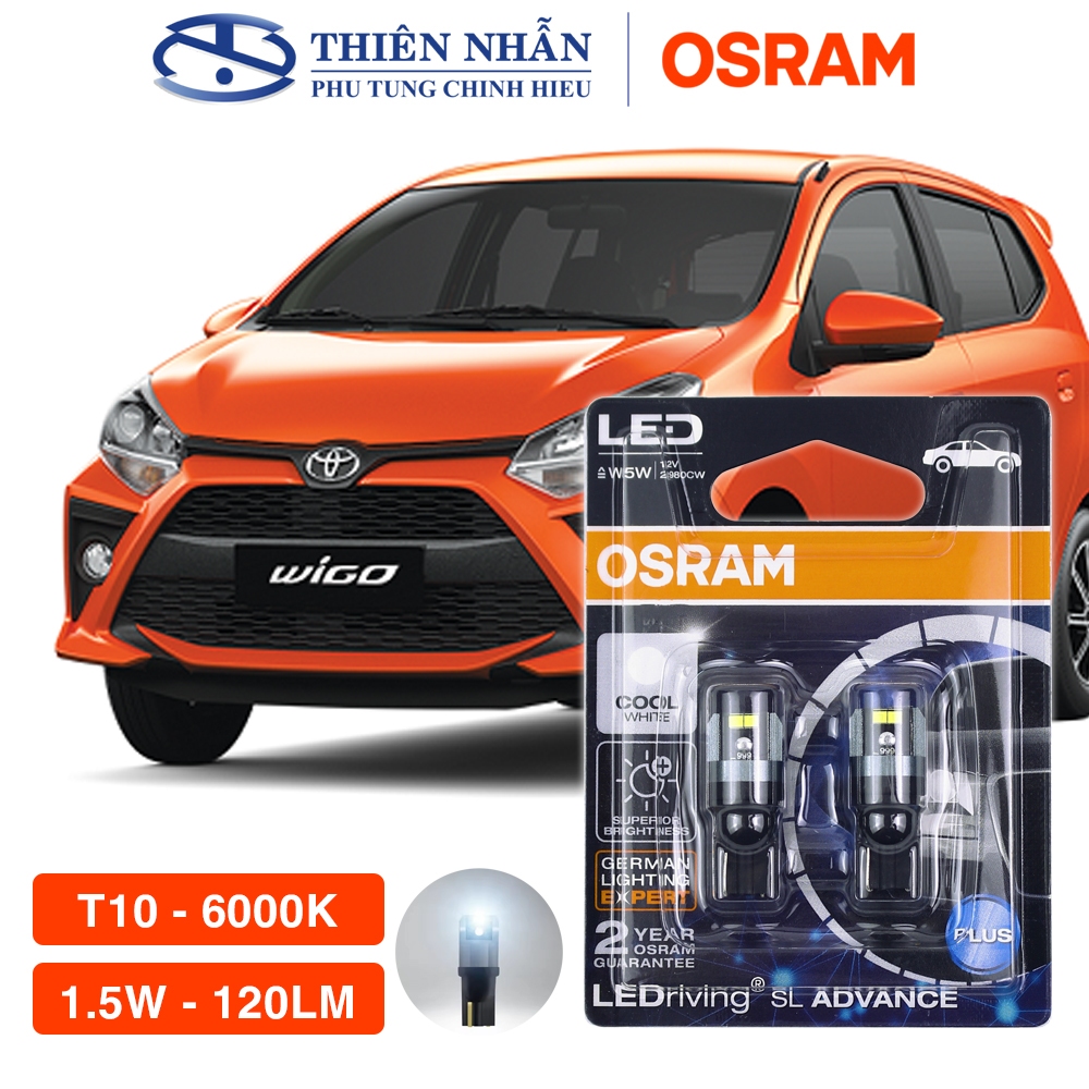 Bóng đèn led Osram T10 sương mù, tín hiệu, demi, định vị, lùi, biển số, nội thất,.. sáng trắng 2980C