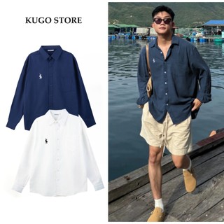  Áo Sơ Mi Cổ Bẻ Dài Tay Nam Nữ - Chất Liệu OXFORD Logo Thêu Ngựa Form REGULAR Hàn Quốc #2 màu Trẻ Trung 