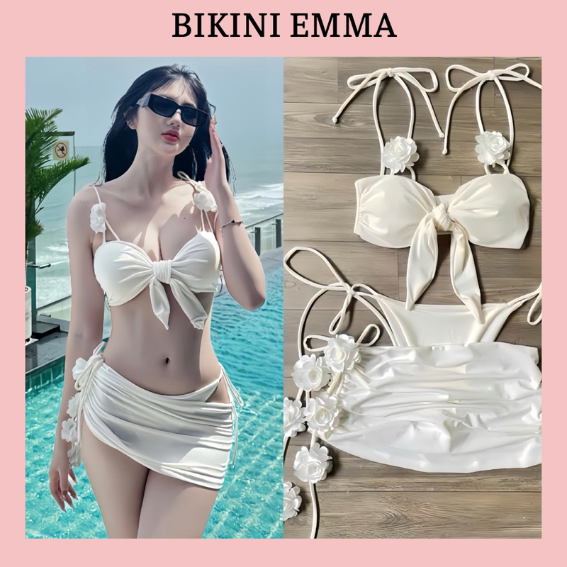 Bikini EMMA Set 3 Chi Tiết Bikini Đính Bông Nữ Tính Quyến Rũ Full Màu | BigBuy360 - bigbuy360.vn