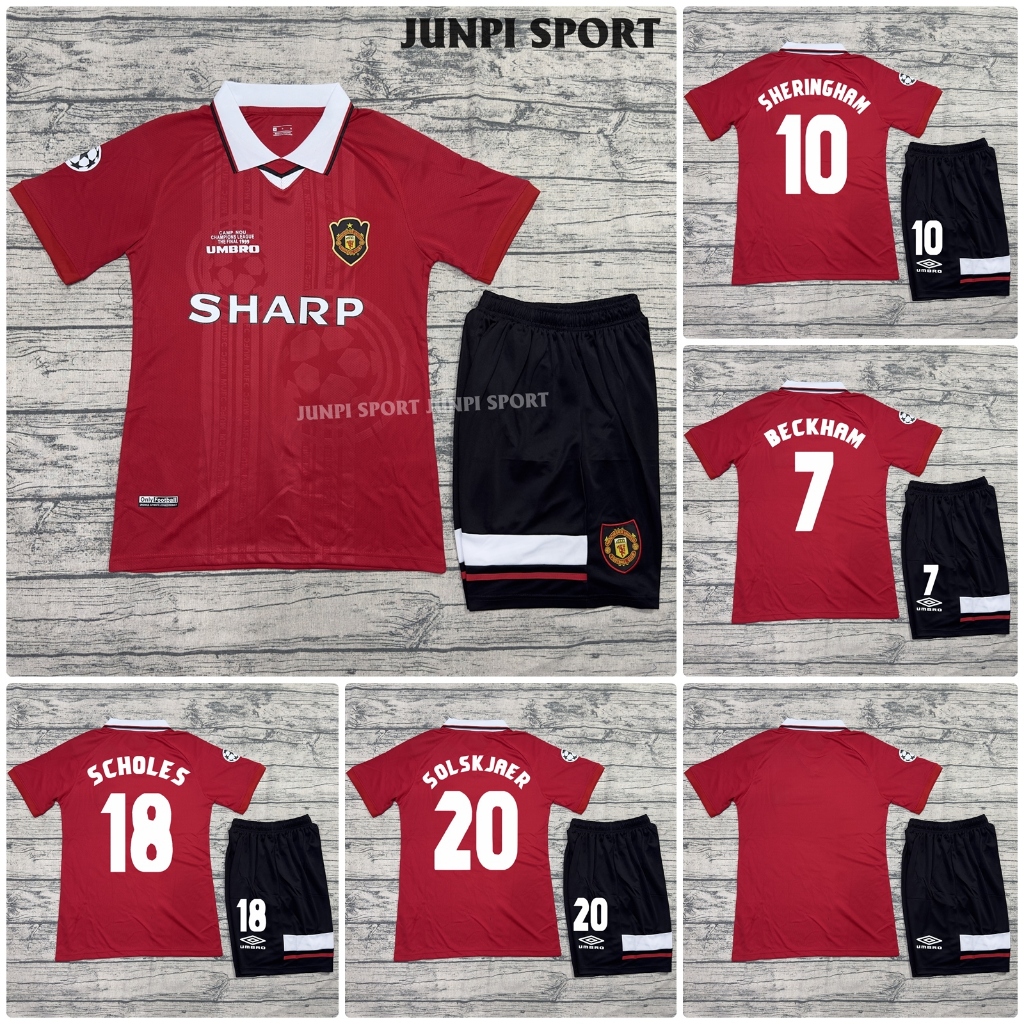 BỘ QUẦN ÁO BÓNG ĐÁ CÂU LẠC BỘ MU - BẢN RETRO 1999 HOME-VẢI GAI THÁI CAO CẤP