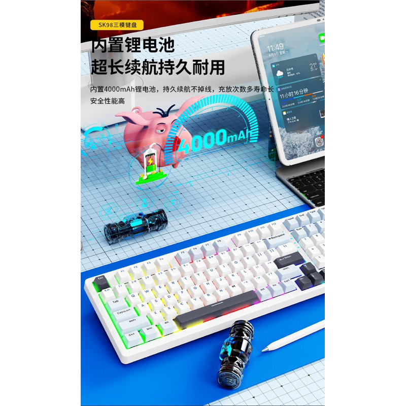Bàn phím cơ không dây Sorex SK98W | 3mode | Mạch xuôi | Led RGB | Full Foam Full Mod | Gasket Mount | BigBuy360 - bigbuy360.vn